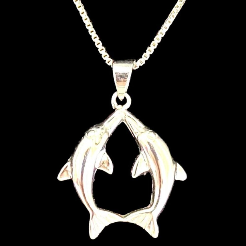 PR# Sterling 925 Silver “Dolphins at Play” Necklace